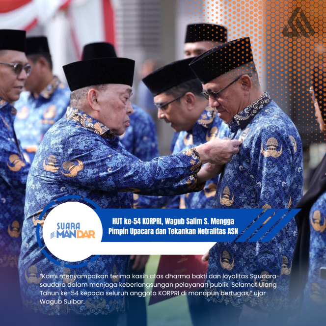 
					HUT ke-54 KORPRI, Wagub Salim S. Mengga Pimpin Upacara dan Tekankan Netralitas ASN