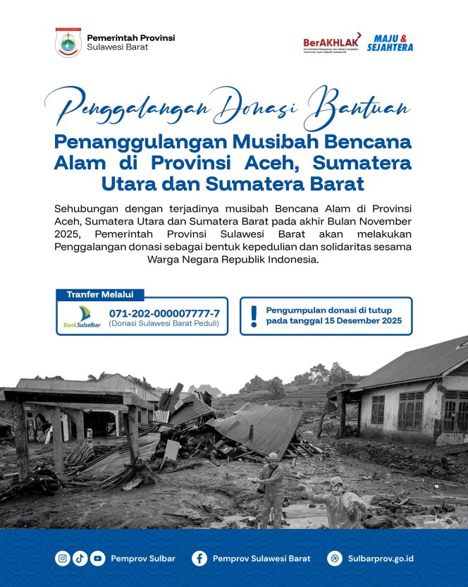 
					Pemprov Sulbar Penggalangan Dana untuk Provinsi Aceh, Sumut, dan Sumbar