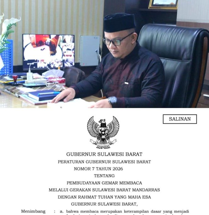 
					Gubernur SDK Terbitkan Pergub Gerakan Sulbar Mandarras, Perkuat Budaya Literasi sebagai Bagian dari Implementasi Panca Daya