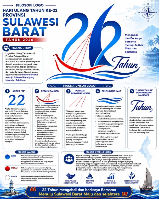 
					Logo HUT ke-22 Sulawesi Barat Jadi Simbol Perjalanan Bersama Menuju Sulbar Maju dan Sejahtera